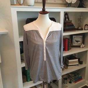 H&M Striped V Neck Top.  EUC.  Size Small